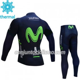 Conjunto Maillot + culotte largo ciclismo Invierno Termico 2017 Movistar Team Niños N001